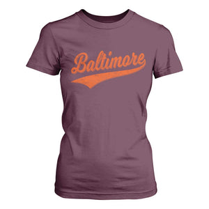 Baltimore Script Retro Baseball Sport Lovers City Pride T Shirt For Women TS11 Maroon Print Your Wear