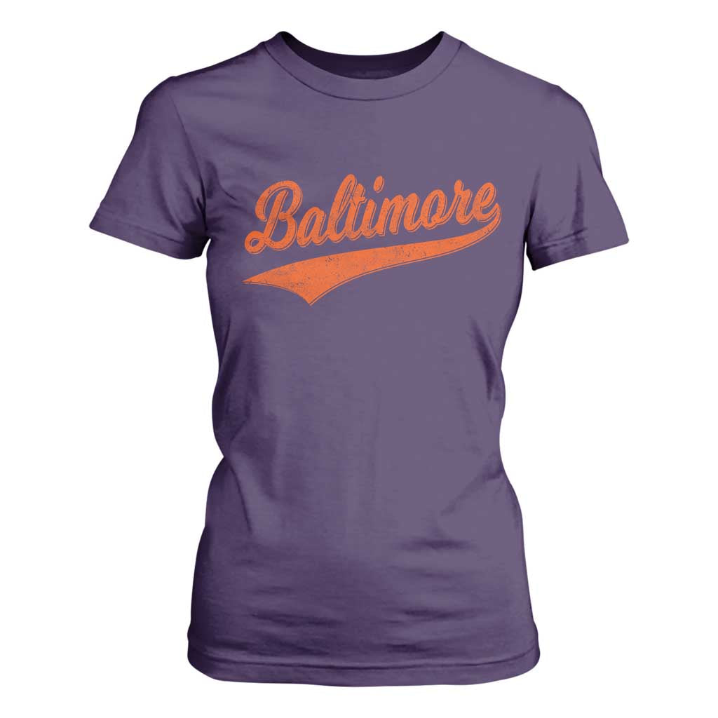 Baltimore Script Retro Baseball Sport Lovers City Pride T Shirt For Women TS11 Purple Print Your Wear