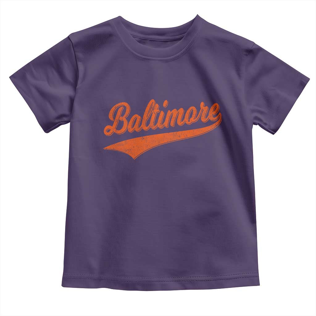 Baltimore Script Retro Baseball Sport Lovers City Pride Toddler T Shirt TS11 Purple Print Your Wear