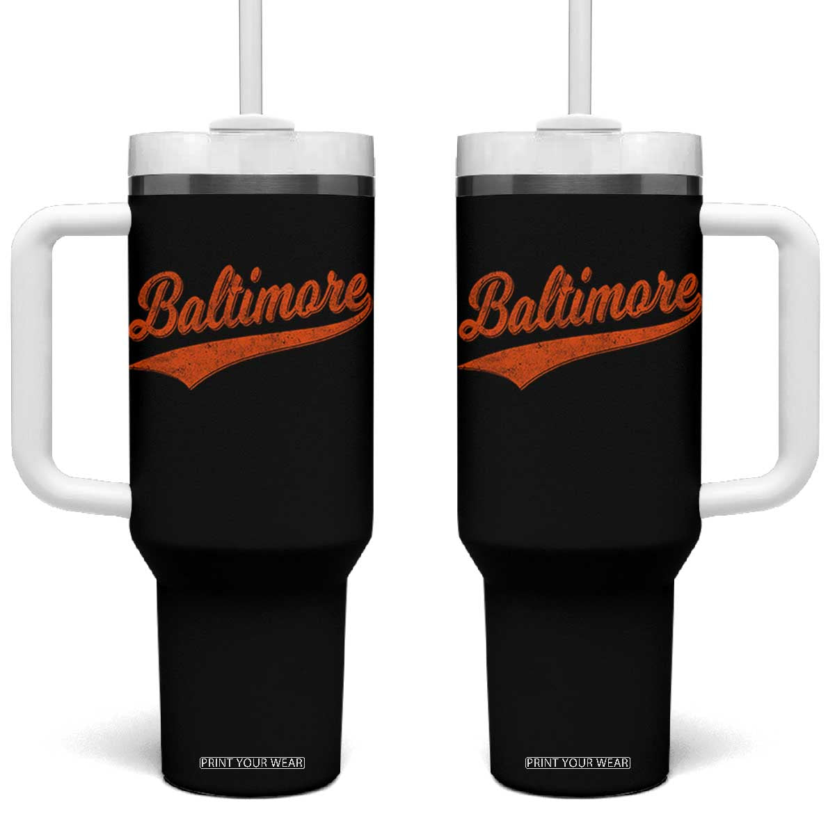 Baltimore Script Retro Baseball Sport Lovers City Pride Tumbler With Handle TS11 One Size: 40 oz Black Print Your Wear