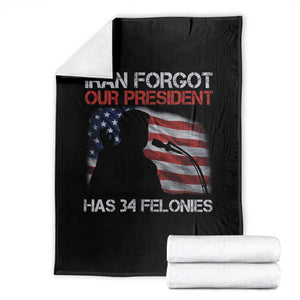 Iran Forgot Our President Has 34 Felonies Throw Blanket Funny Political Satire Vintage American Flag TS11 Black Print Your Wear