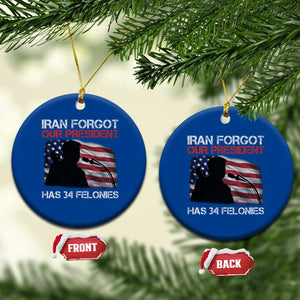 Iran Forgot Our President Has 34 Felonies Ceramic Ornament Funny Political Satire Vintage American Flag TS11 1pc Blue Print Your Wear