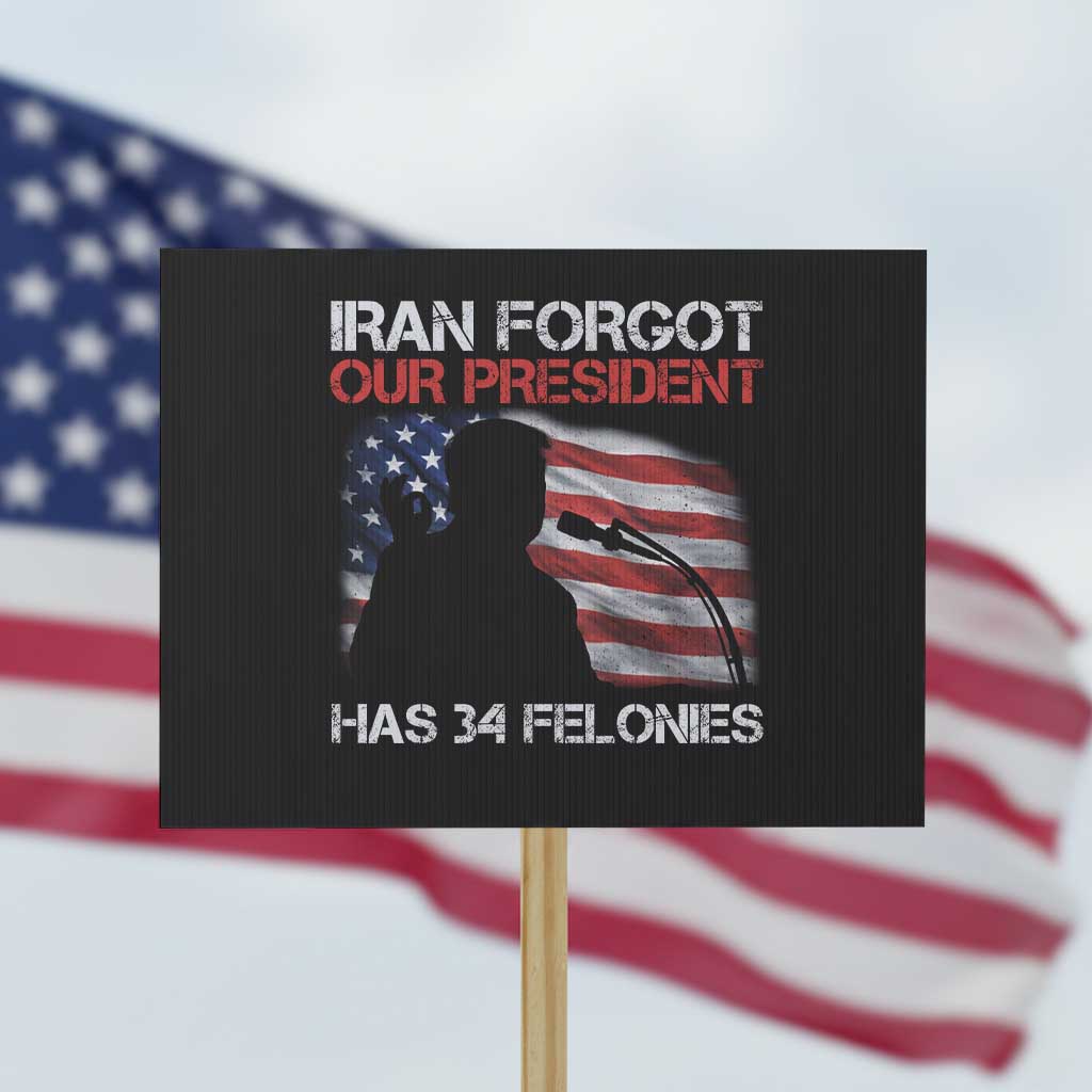 Iran Forgot Our President Has 34 Felonies Protest Sign Funny Political Satire Vintage American Flag TS11 Horizontal 18