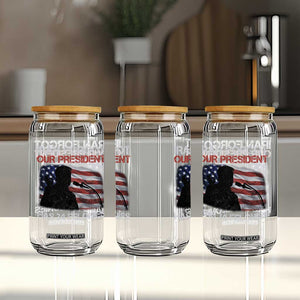 Iran Forgot Our President Has 34 Felonies Glass Can Funny Political Satire Vintage American Flag TS11 Print Your Wear