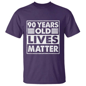 90th Birthday T Shirt 90 Years Old Lives Matter Elderly Senior TS11 Purple Print Your Wear
