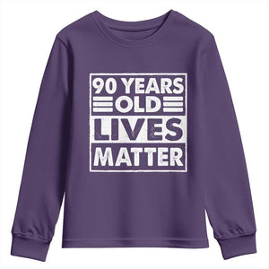 90th Birthday Youth Sweatshirt 90 Years Old Lives Matter Elderly Senior TS11 Purple Print Your Wear