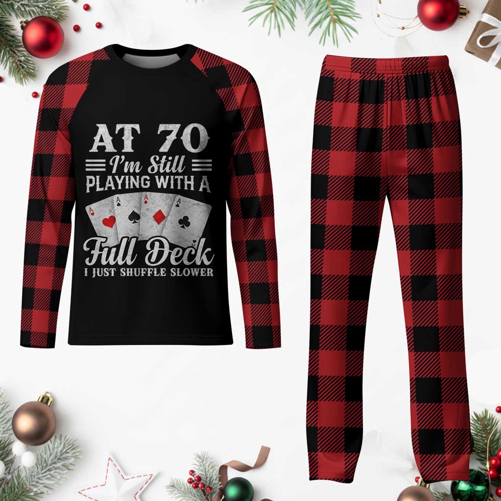 70th Birthday Poker Lover Plaid Pajama Set At 70 I Am Still Playing With A Full Deck I Just Shuffle Slower TS11 Buffalo Plaid Print Your Wear