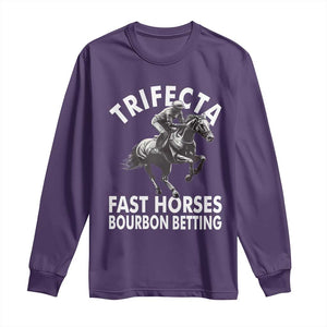 Funny Trifecta Fast Horses Bourbon Betting Long Sleeve Shirt Horse Racing Betting TS11 Purple Print Your Wear