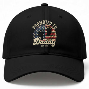 Funny Promoted To Daddy 2025 Baseball Cap Newborn Vintage American Flag TS11 Print Your Wear