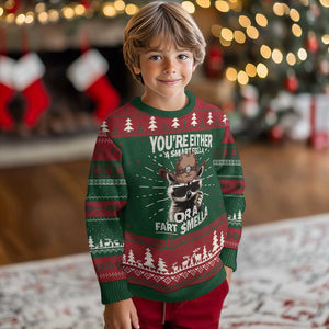 Funny You're Either A Smart Fella Or A Fart Smella Knit Sweatshirt Cowboy Racoon TS11 Christmas Print Your Wear