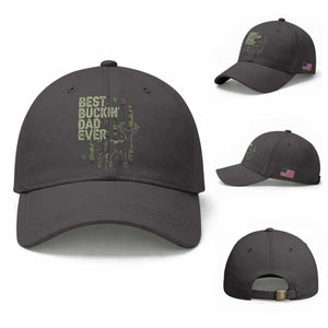 Funny Best Buckin Dad Ever Baseball Cap Deer Hunting Camo American Flag TS11 Baseball Cap Universal Fit Dark Gray Print Your Wear