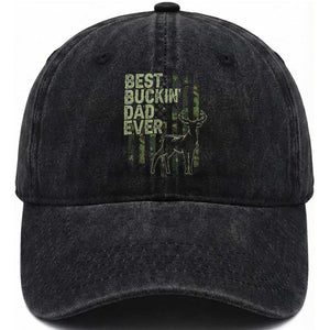 Funny Best Buckin Dad Ever Washed Cotton Baseball Cap Deer Hunting Camo American Flag TS11 Print Your Wear