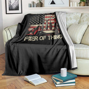 Knower Of Stuff Fixer Of Things Throw Blanket Funny Handyman Fathers Day American Flag TS11 Print Your Wear