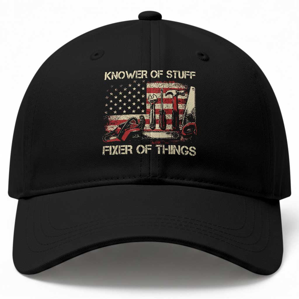 Knower Of Stuff Fixer Of Things Baseball Cap Funny Handyman Fathers Day American Flag TS11 Print Your Wear