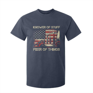 Knower Of Stuff Fixer Of Things T Shirt For Kid Funny Handyman Fathers Day American Flag TS11 Navy Print Your Wear