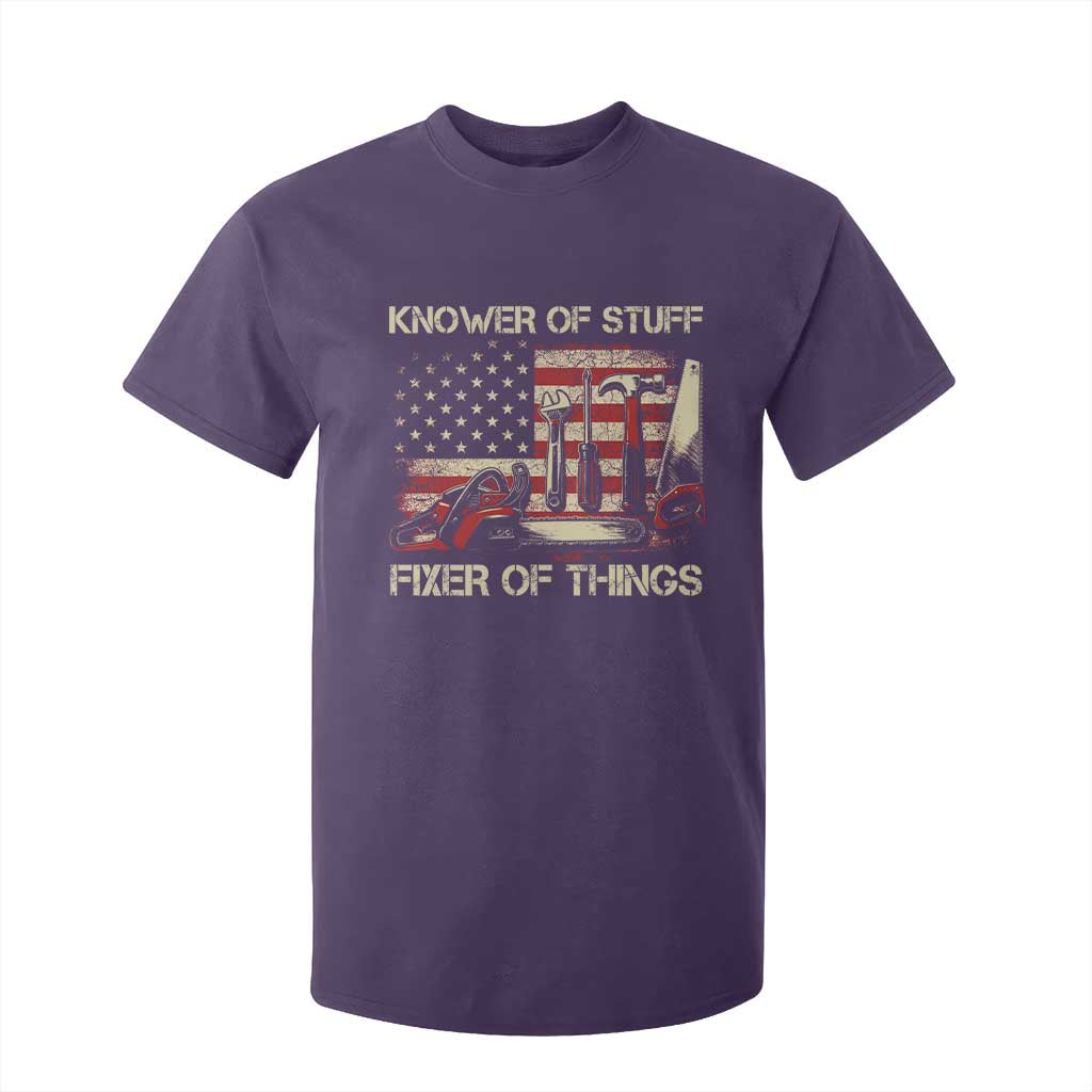 Knower Of Stuff Fixer Of Things T Shirt For Kid Funny Handyman Fathers Day American Flag TS11 Purple Print Your Wear