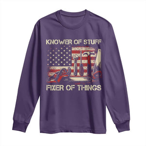 Knower Of Stuff Fixer Of Things Long Sleeve Shirt Funny Handyman Fathers Day American Flag TS11 Purple Print Your Wear