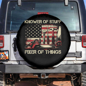 Knower Of Stuff Fixer Of Things Spare Tire Cover Funny Handyman Fathers Day American Flag TS11 No hole Black Print Your Wear