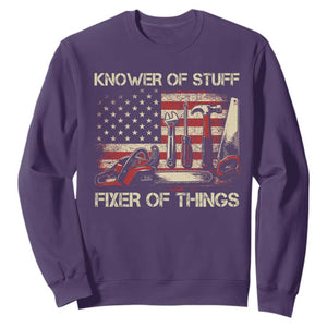 Knower Of Stuff Fixer Of Things Sweatshirt Funny Handyman Fathers Day American Flag TS11 Purple Print Your Wear