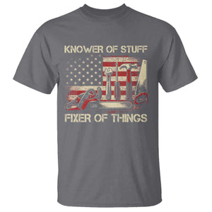 Knower Of Stuff Fixer Of Things T Shirt Funny Handyman Fathers Day American Flag TS11 Charcoal Print Your Wear