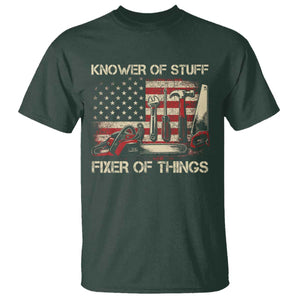 Knower Of Stuff Fixer Of Things T Shirt Funny Handyman Fathers Day American Flag TS11 Dark Forest Green Print Your Wear