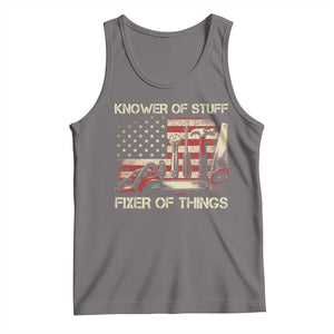 Knower Of Stuff Fixer Of Things Tank Top Funny Handyman Fathers Day American Flag TS11 Deep Heather Print Your Wear