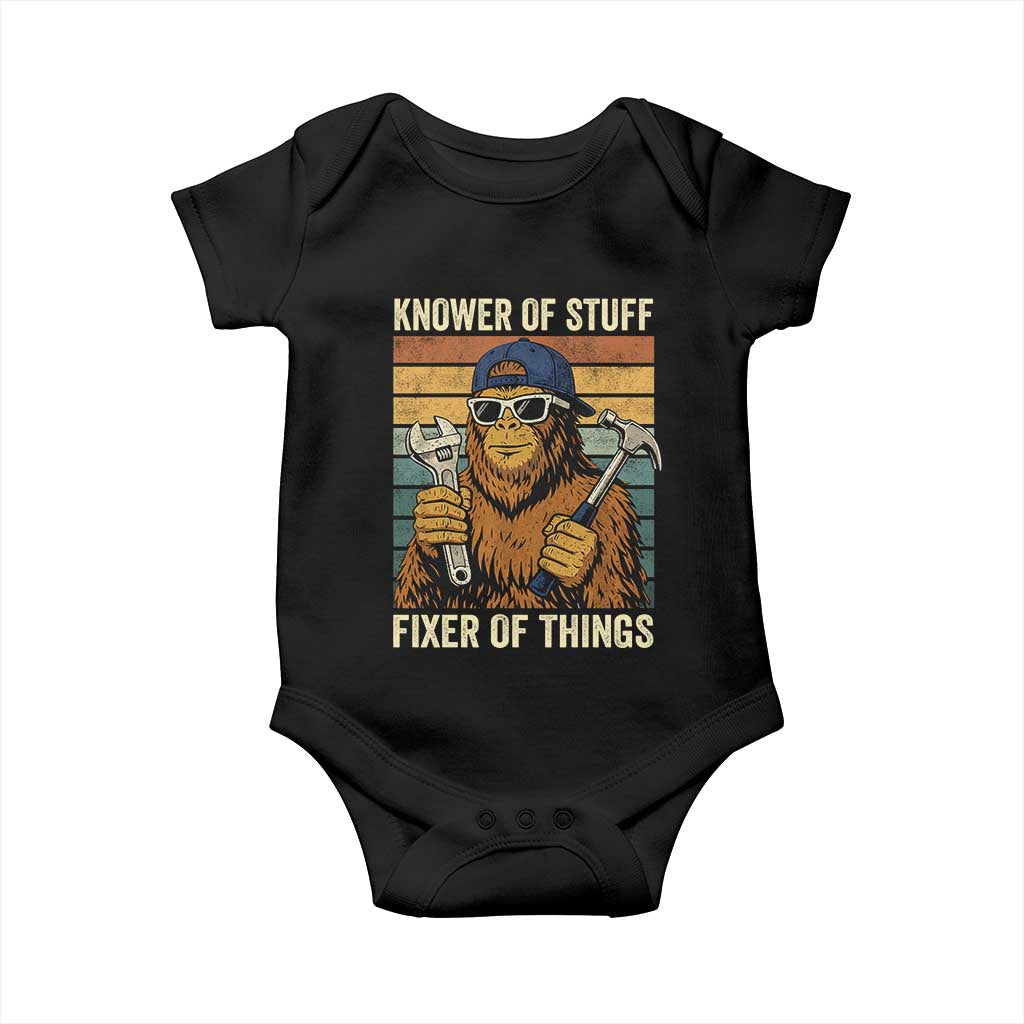 Knower Of Stuff Fixer Of Things Baby Onesie Mechanic Bigfoot Dad TS11 Black Print Your Wear