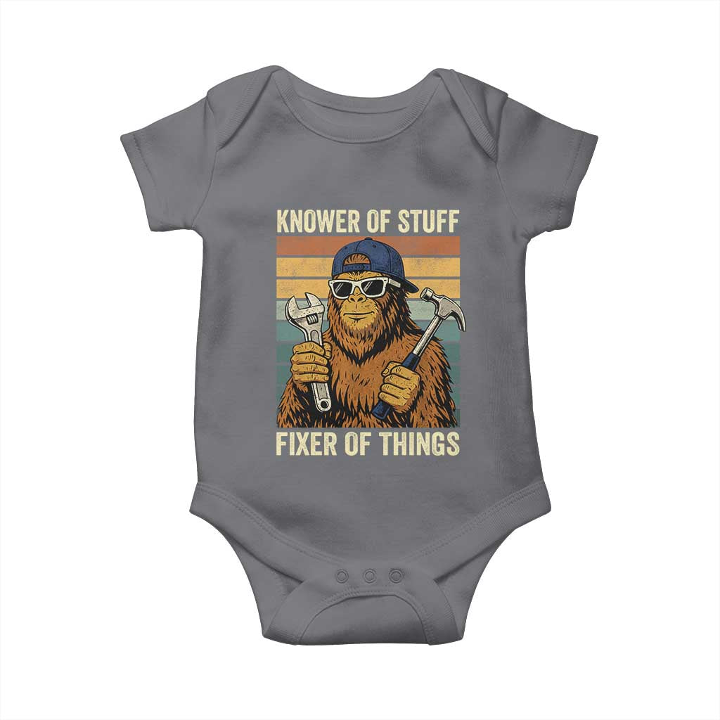 Knower Of Stuff Fixer Of Things Baby Onesie Mechanic Bigfoot Dad TS11 Charcoal Print Your Wear