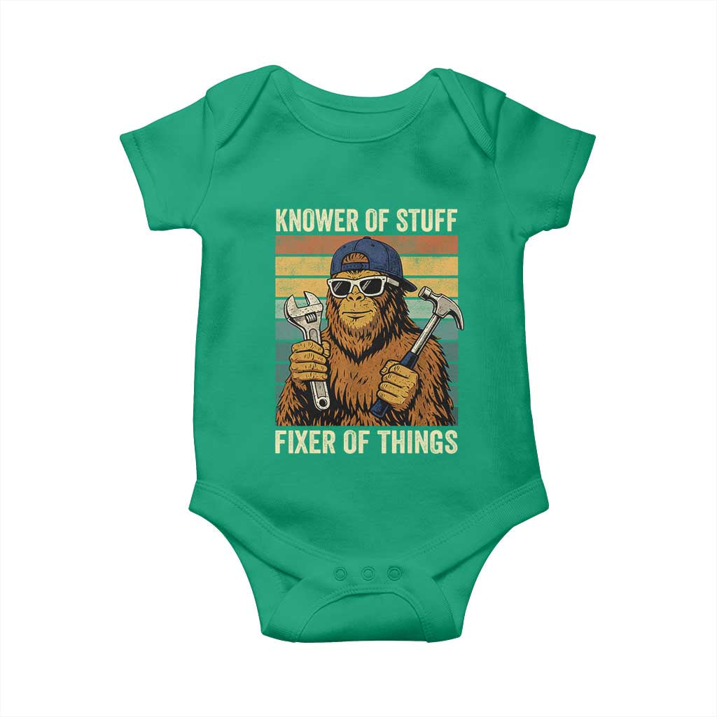 Knower Of Stuff Fixer Of Things Baby Onesie Mechanic Bigfoot Dad TS11 Irish Green Print Your Wear