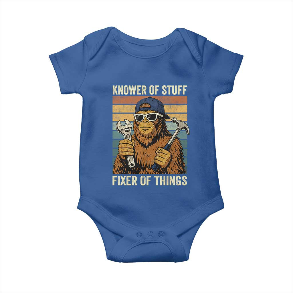 Knower Of Stuff Fixer Of Things Baby Onesie Mechanic Bigfoot Dad TS11 Royal Blue Print Your Wear