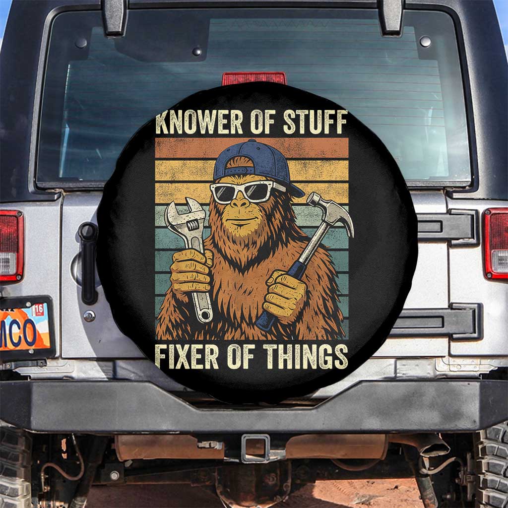 Knower Of Stuff Fixer Of Things Spare Tire Cover Mechanic Bigfoot Dad TS11 No hole Black Print Your Wear