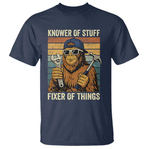 Knower Of Stuff Fixer Of Things T Shirt Mechanic Bigfoot Dad TS11 Navy Print Your Wear