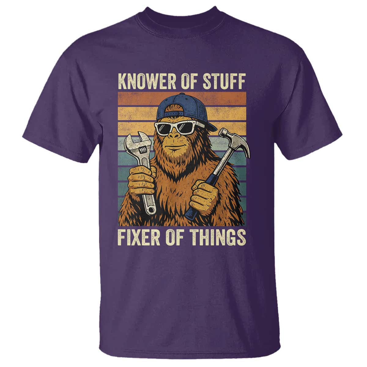 Knower Of Stuff Fixer Of Things T Shirt Mechanic Bigfoot Dad TS11 Purple Print Your Wear