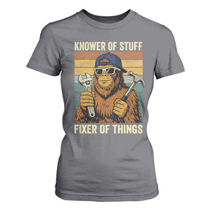 Knower Of Stuff Fixer Of Things T Shirt For Women Mechanic Bigfoot Dad TS11 Charcoal Print Your Wear