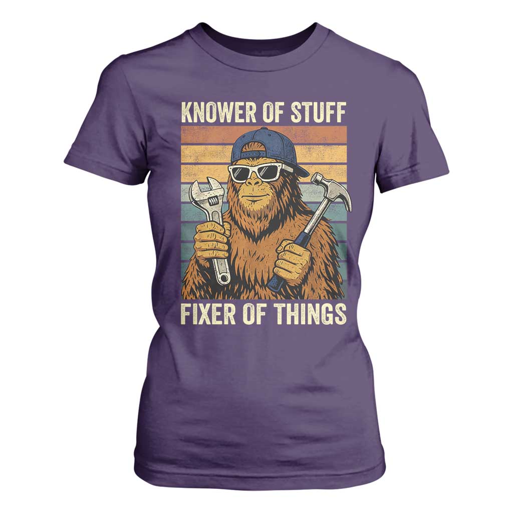 Knower Of Stuff Fixer Of Things T Shirt For Women Mechanic Bigfoot Dad TS11 Purple Print Your Wear
