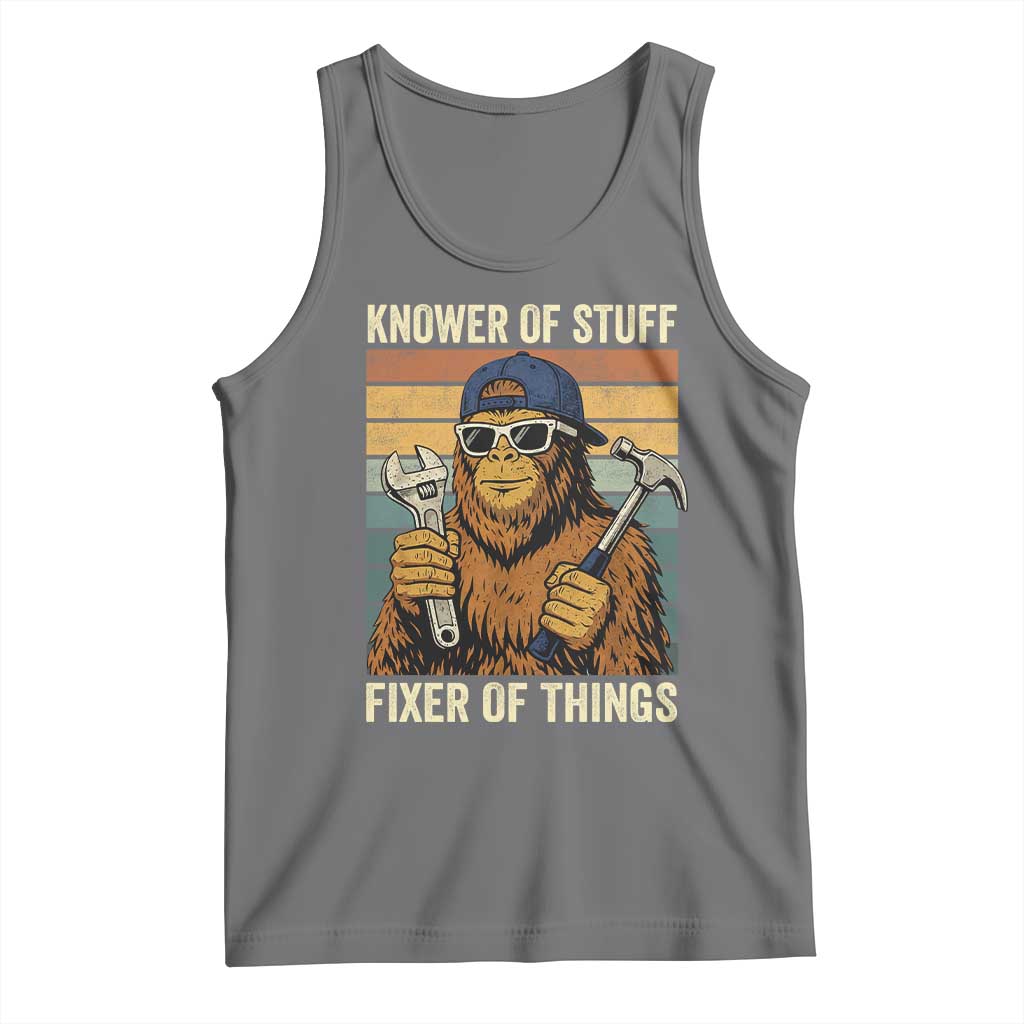 Knower Of Stuff Fixer Of Things Tank Top Mechanic Bigfoot Dad TS11 Black Heather Print Your Wear