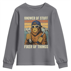 Knower Of Stuff Fixer Of Things Youth Sweatshirt Mechanic Bigfoot Dad TS11 Charcoal Print Your Wear