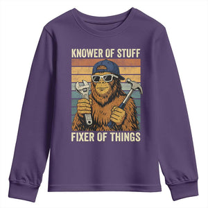 Knower Of Stuff Fixer Of Things Youth Sweatshirt Mechanic Bigfoot Dad TS11 Purple Print Your Wear