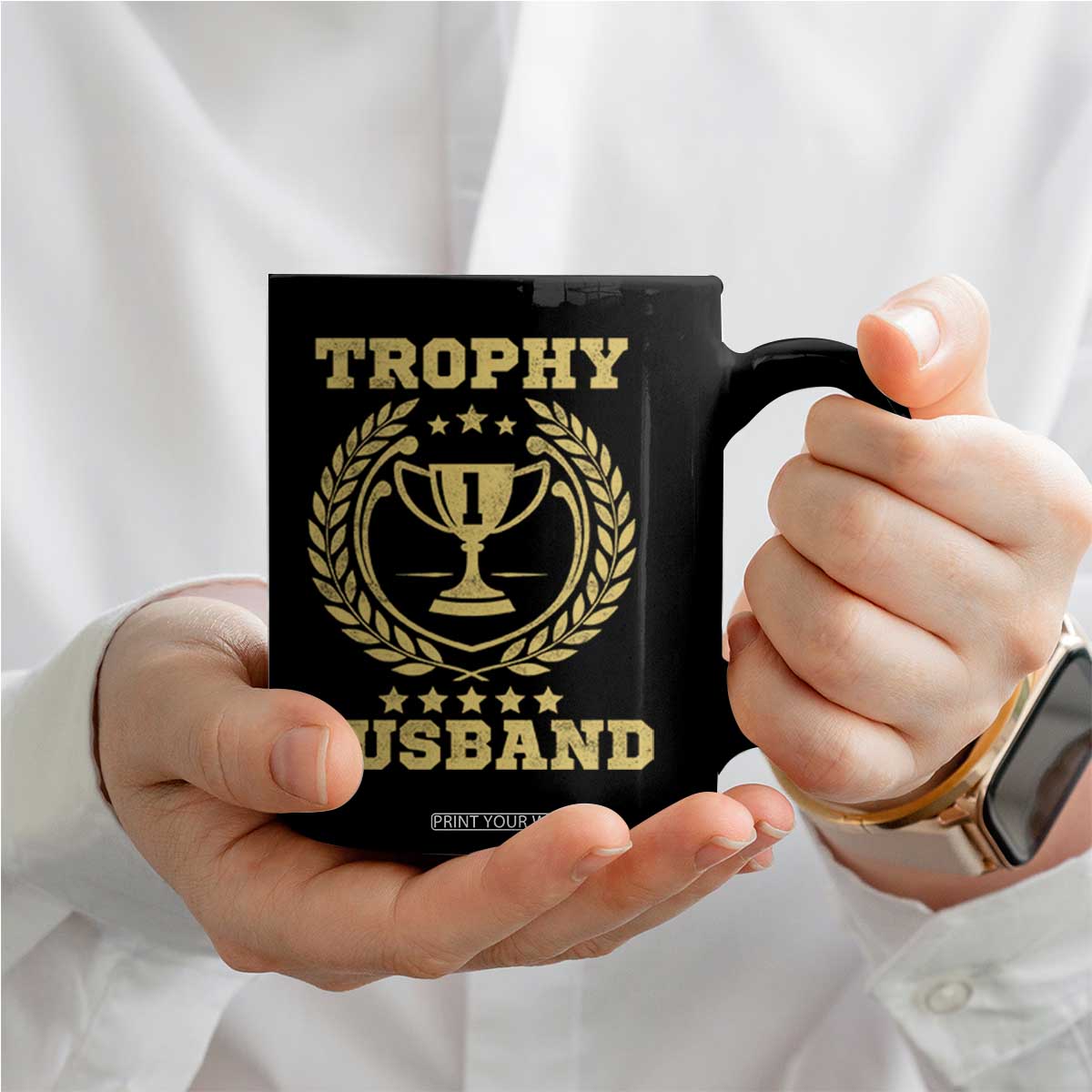 Trophy Husband Coffee Mug Funny Hubby Groom Humor Marriage Anniversary TS11 Print Your Wear