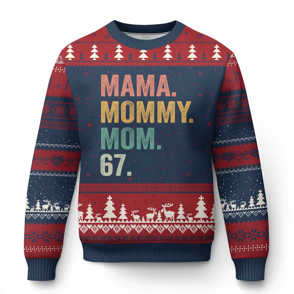 Mama Mommy Mom 67 Ugly Christmas Sweater Funny Six Seven Mother's Day TS11 Navy Red Print Your Wear