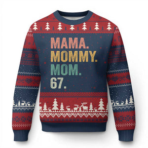 Mama Mommy Mom 67 Ugly Christmas Sweater Funny Six Seven Mother's Day TS11 Navy Red Print Your Wear