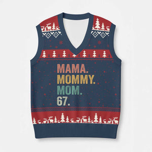 Mama Mommy Mom 67 V-Neck Knit Sweater Vest Funny Six Seven Mother's Day TS11 Navy Red Print Your Wear