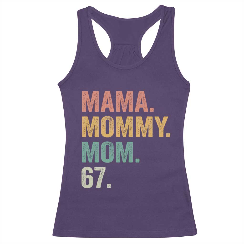 Mama Mommy Mom 67 Racerback Tank Top Funny Six Seven Mother's Day TS11 Purple Print Your Wear
