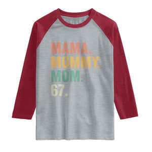 Mama Mommy Mom 67 Raglan Shirt Funny Six Seven Mother's Day TS11 Heather Gray Heather Red Print Your Wear