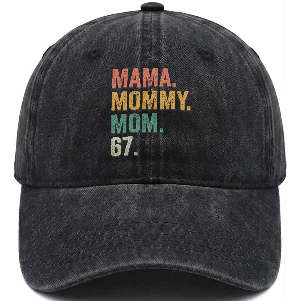 Mama Mommy Mom 67 Washed Cotton Baseball Cap Funny Six Seven Mother's Day TS11 Print Your Wear