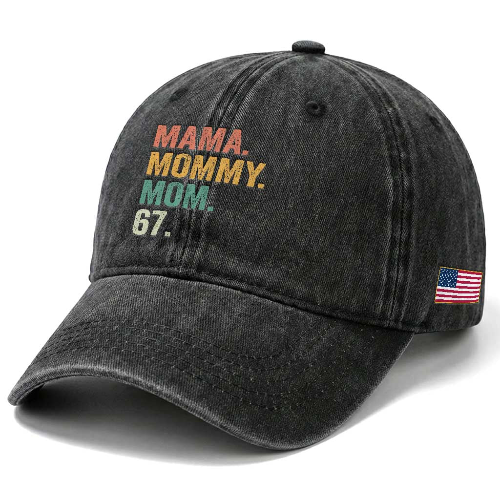Mama Mommy Mom 67 Washed Cotton Baseball Cap Funny Six Seven Mother's Day TS11 Print Your Wear