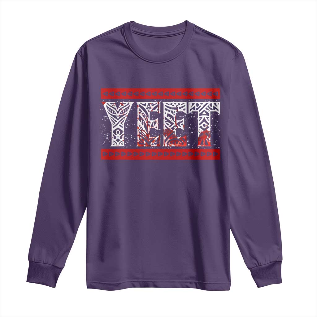 Yeet Funny Wrestling Slang Quote Tribal Art Blood Splatter Long Sleeve Shirt TS11 Purple Print Your Wear
