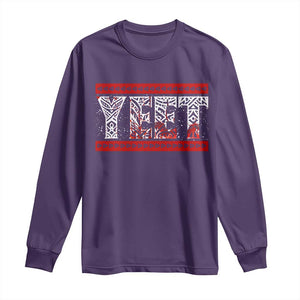 Yeet Funny Wrestling Slang Quote Tribal Art Blood Splatter Long Sleeve Shirt TS11 Purple Print Your Wear