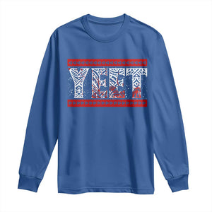 Yeet Funny Wrestling Slang Quote Tribal Art Blood Splatter Long Sleeve Shirt TS11 Royal Blue Print Your Wear