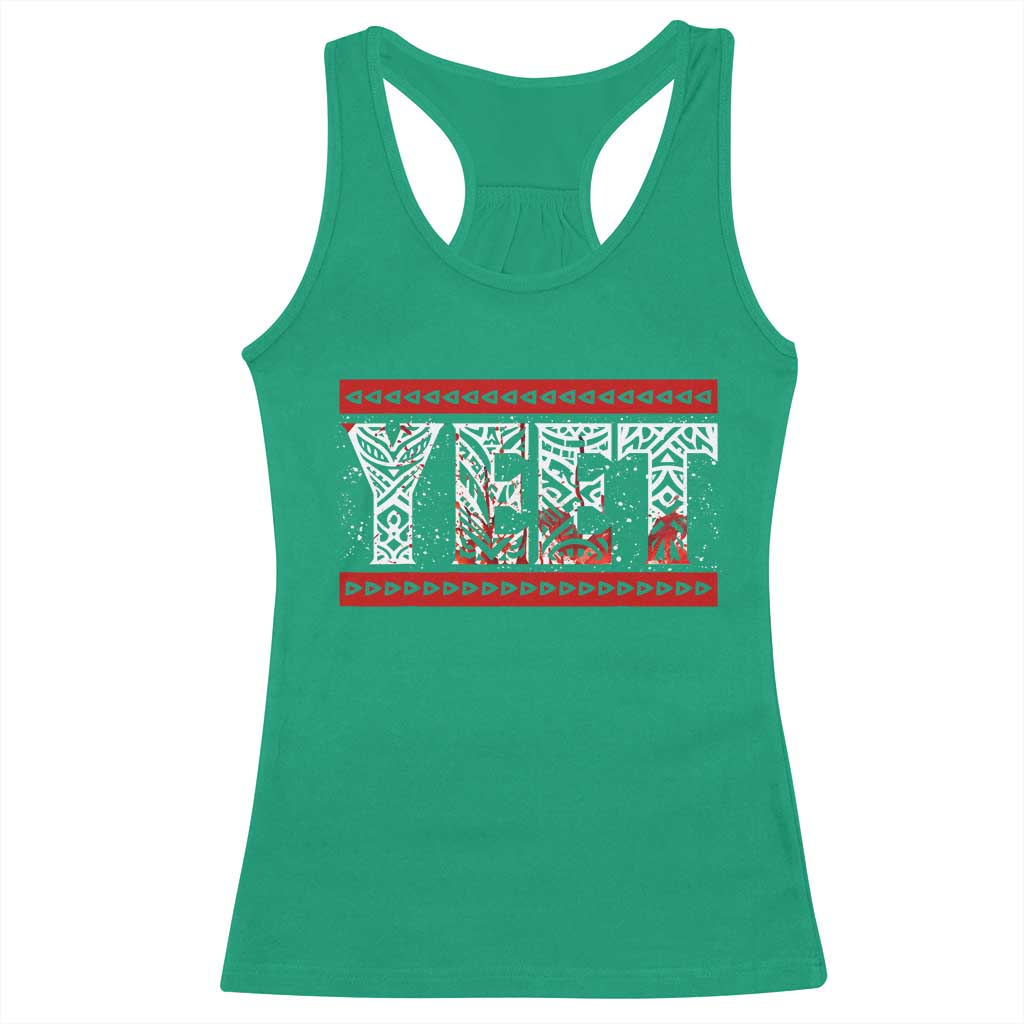 Yeet Funny Wrestling Slang Quote Tribal Art Blood Splatter Racerback Tank Top TS11 Irish Green Print Your Wear